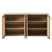 Modern Minimalist Sideboard With 4 Rattan Doors And Metal Handles; Simple Storage Unit For Dining Room, Living Room Or Kitchen (White) - 自然色 - 查看 10