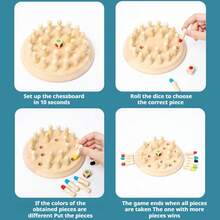 1 Set Wooden Color Memory Chess Game, Concentration Training Brain Teaser Board Game, Parent-Interactive Multiplayer Desktop Puzzle Toy, Montessori Educational Cognitive Game, Christmas Halloween Easter Valentine New Year Birthday Gift For Boys Girl - Multicolor - View 7