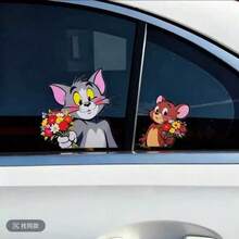 Warner Bros 2pcs/1pc Tom And Jerry Stickers, Cartoon Car Window Decals, Suitable For Vehicle Decoration, Covering Scratches, Multi-Purpose Car Decor Accessories, Cute Decorative Gift For Family And Friends. (Random Style) - Multicolor - View 5