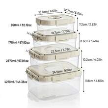 Multi-Functional Transparent Plastic Compartment Food Storage Box, Refrigerator Multi Grids Sealed Fresh-Keeping Box With Cover, Large Capacity Reusable Vegetables FruitsIngredient Container, Microwave Heatable, Kitchen Food Storage And Organization - Multicolor - View 18