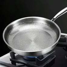 1pc Hammered Texture Wok, Physical Non-Stick Frying Pan, Scratch-Resistant, Even Heat Distribution, Compatible With Induction Cooktop And Gas Stove, Home Kitchen Cooking - View 3