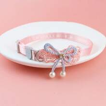 Fairy Pink Lace Cat Collar Necklace With Bow, Beads And Bell, Pet Cat Supplies - Multicolor - View 13