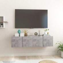 vidaXL Wall-Mounted TV Cabinet Set, Concrete Grey, 60 X 30 X 30 Cm, Engineered Wood, Modern Living Room Shelf, Rectangular TV Stand, Space-Saving Furniture Set, Wooden Wall Unit - Concrete Dust - View 10