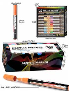 Spidol Cat Akrilik Ujung Halus Flysea, Ujung Ultra Halus 0,7mm, 22 buah/kotak, Warna Gradien, Tersedia 15 Skema Warna, Cepat Kering, Hari Pertama Sekolah - MultiWarna - View 12