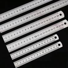 1/5pcs Multi-Size Metal Steel Ruler 15cm 20cm 30cm Thickened Aluminum Alloy Measuring Ruler Portable Precise Drawing Tool Suitable For Students School Office Woodworking DIY Random Style - True Color - View 5