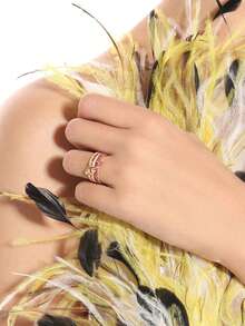 925純銀粉色鋯石奢華獨特玫瑰金電鍍多指戒指 女款 情人節 - Luxury Finger Rings - 查看 4