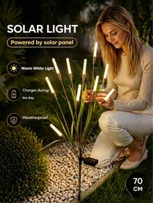 1PC/2pcs Solar-Powered Bamboo Flower-Shaped Garden Lights, Outdoor Weddings, Lawn Lights, Pond, Courtyard, Garden, And Path Landscape Lighting Decorative Lights - Style a - View 1