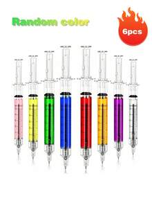 12pcs Retractable Multicolor Fun Syringe Shaped Pens, Suitable For Nurses, Nursing Students, School Supplies, Birthday, Christmas Stocking Stuffers And Toy Party Gifts (Black Ink) - A - View 10