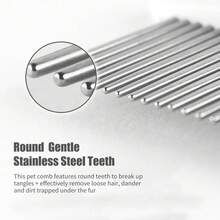 Pet Moon Comb Stainless Steel  Teeth Cat Dog Face Hair Grooming Comb For Details Care Small Pet Comb Round Tip - 粉色 - 查看 5
