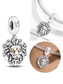 1pc 925 Sterling Silver Small Lion Bead, Suitable For Bracelet, Bangle DIY Jewelry Making And Daily Decoration, Women & Girls Jewelry Accessory - Style 19 - View 8