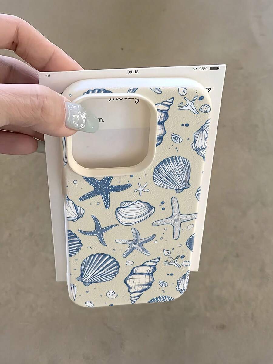 1 Stylish Phone Case, Does Not Include Lanyard Or Stand. Minimalist Vacation Style, White TPU, Fashionable, Shockproof, 1 Piece, Coconut Tree And Shell Design, Full Coverage Case Compatible With 17, 16, 15, 14, 13, 12, 11 Pro, And Series, International Version, Not The Domestic Version. Perfect For A Gift. - Multicolor 3 - View 1