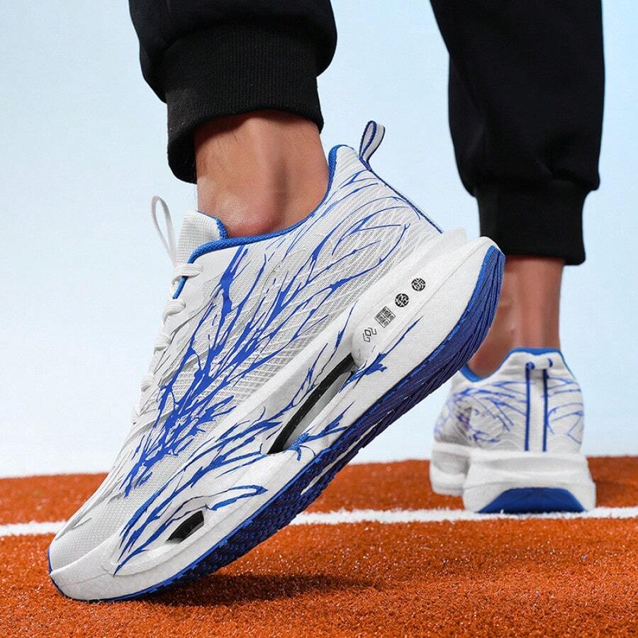 Tênis Esportivos Masculinos da Moda, Cabedal de Malha Respirável, Sola Macia Oca, Elástico, Confortável para Usar, Estilo Esportivo da Moda, Adequado para Treinamento de Atletismo e Corrida Diária, Tênis Esportivos Leves e Versáteis. - BAIHONG - Visão 1