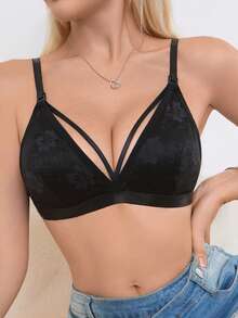 Hart & Haze French Floral Lace Nursing Bra With Thin Double Shoulder Straps For Pregnant Women - Black - View 8