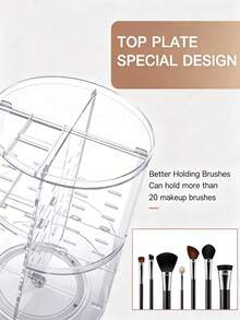 Organizador de cosméticos giratorio 360° DIY ajustable, soporte giratorio para maquillaje, caja de almacenamiento de cosméticos de gran capacidad, soporte para brochas de maquillaje, adecuado para mesa de tocador (transparente) - Multicolor - Ver 12