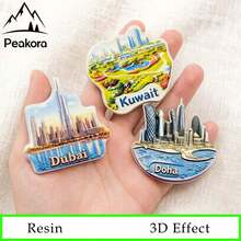 旅行紀念品樹脂3D冰箱貼 - 科威特、多哈 & 杜拜城市天際線系列，迷你地標冰箱貼，家居裝飾品，送給朋友和節日禮物的完美選擇 - 1PC - 查看 2