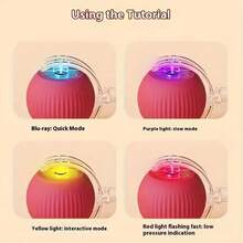 Cat Toy Ball with Tail Rope, Smart Rolling Ball, LED Light, Electric Self-Rolling Pet Toy, Interactive Cat Jumping Ball, Automatic Cat Teaser Ball, Small Dog Toy, Pet Excercise, Cat Activity - Rojo - Ver 5