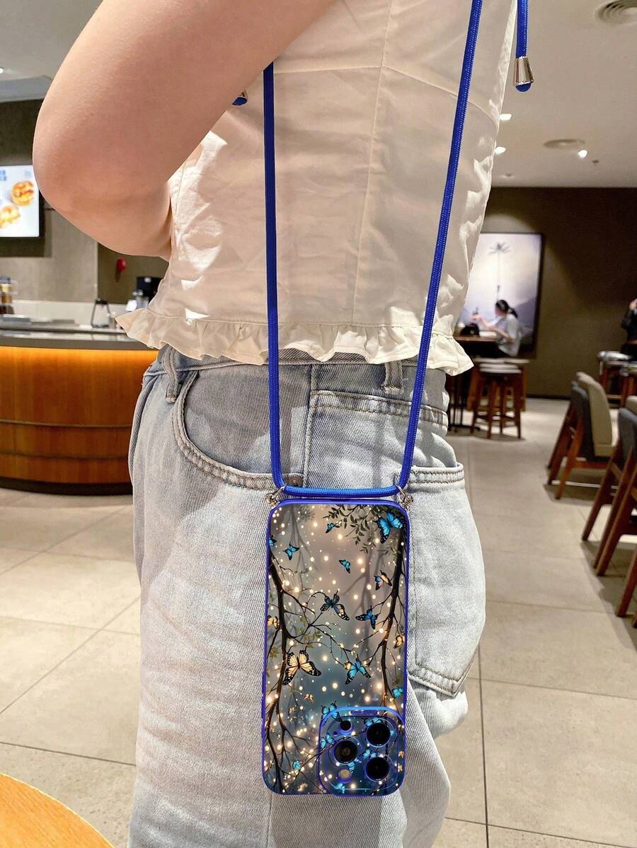 1 Stylish Phone Case. Does Not Include Lanyard Or Stand. Free Shipping. Phone Case, Shield Design, Butterfly Design, Compatible With Infinix, Compatible With Redmi, Compatible With... - Blue 2 - View 1