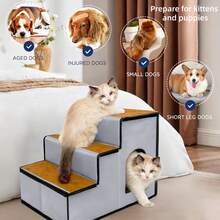 宠物楼梯和猫抓柱，带猫窝，适用于高床、沙发、长沙发、高猫塔，采用高强度板材制成，供室内小型猫狗攀爬玩耍。 - 灰色 - 查看 11