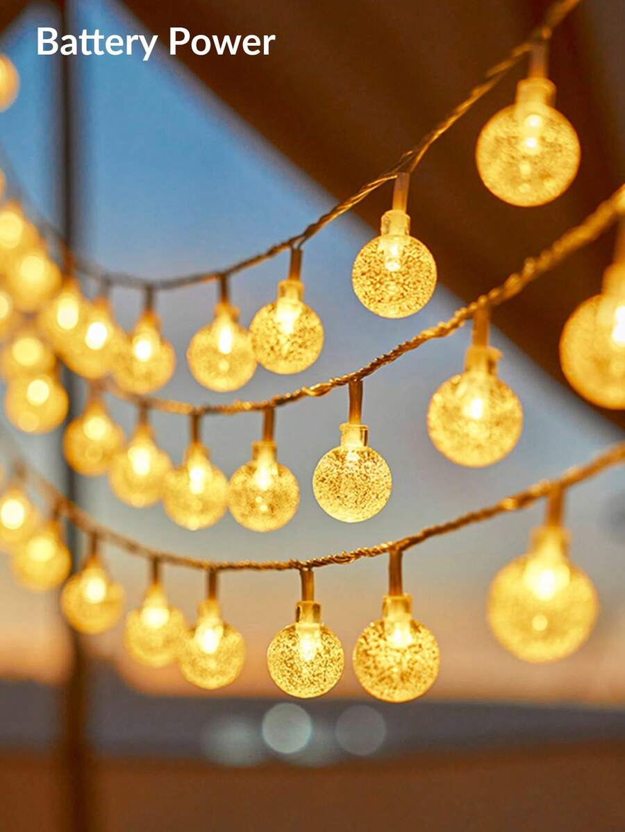 1件 3米 20顆LED水晶球/櫻花/星星串燈，電池供電泡泡仙女燈，居家裝飾房間裝飾客廳裝飾燈，生日派對裝飾，婚禮宴會廳裝飾，婚禮生日裝飾LED燈