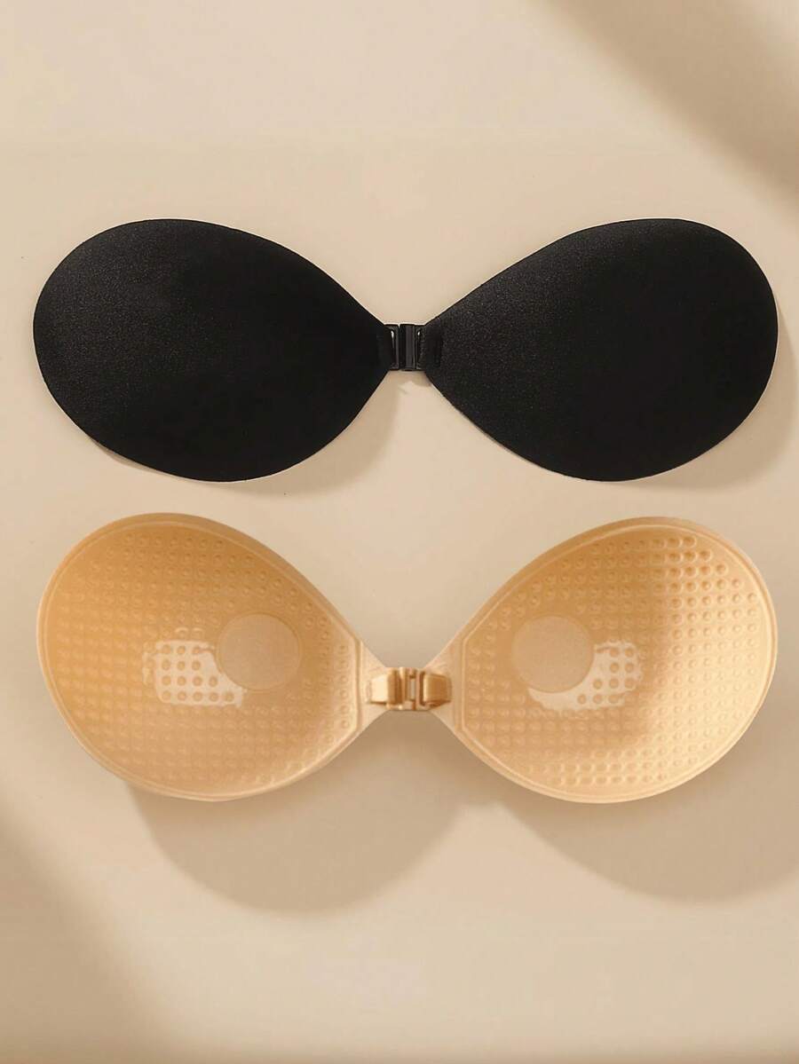 1 Pair Push-Up Self-Adhesive Bra, Reusable Strapless Front-Clasp Invisible Nipple Covers, Women's Lingerie And Underwear Accessories