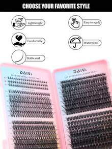 548 Clusters Eyelash Book 30D/50D/80D/100D Mixed Lower Lashes Dense D Curl Large Capacity Open-Close Segmented Fluffy Comfortable Lightweight Beginner Home Wear DIY Self-Application Date Holiday Eye Special Effect False Eyelashes - 查看 9