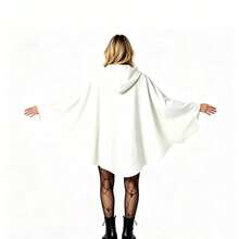 1pc Halloween Ghost Hooded Costume Adult Funny Pumpkin Face Cape Cosplay Outfit Prop - White - View 5