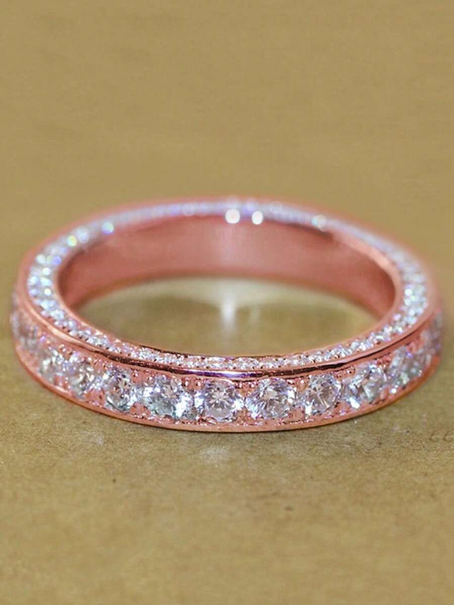 1 chiếc nhẫn đá Cubic Zirconia thời trang, quà tặng trang sức cho phụ nữ nhân dịp kỷ niệm ngày cưới.