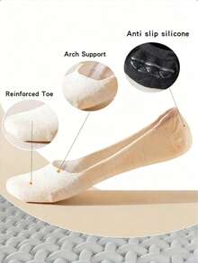 1/3/5/6/8 Pairs Women's White Black Nude Breathable Sweat-Absorbent Cotton Socks, Thin Spring Summer Low-Cut Shallow-Opening Anti-Odor Casual Minimalist Invisible Short Socks For Shoes And Sneakers - Multicolor - View 2