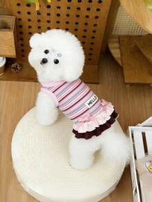 1 Stück Sommer-Welpenkleidung süßes Cartoon gestreiftes Kleid Weste Malteser Yorkshire Terrier Bichon Haustierbekleidung, Kätzchen gestreiftes Sommer-Haustierkleid Hundekleidung gestreift Teddy Bichon Yorkshire Terrier Anti-Haarverlust Haustierkleid - Verschiedenfarbig - Übersicht 9