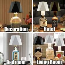 LED Vintage Plug-In Wine Bottle Lamp, USB Rechargeable, Touch Control, Dimmable 3000K-6000K, Portable Night Light, Premium Prismatic Lampshade, Atmosphere/Smart Lighting, Multi-Scenario Use, Suitable For Home Bedroom / Western Restaurant / Bar / B&B / Gift - Bottle Lamp - View 6