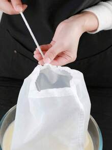 食品擠壓濾渣袋 餃子餡料過濾布 適用葡萄酒、豆漿、殘渣、果汁、蔬菜 超細網 - 白色 - 查看 4