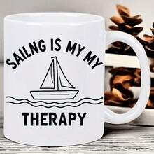 desde México]Taza de cerámica | Diseño Náutico de Velero Navegación es Mi Relájate". Taza de Café Blanca Aislante para Bebidas Calientes, Lavar a Mano únicamente, Regalo Perfecto para Marineros y Amantes del Mar, Decoración Costera para el Hogar, Diseño Minimalista, Acabado de Alta Calidad, Coleccionistas Marítimo - Imagen 1 pieza - Ver 4