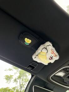 1 pieza Nuevo clip de gafas para parasol de coche con diseño de cachorro de dibujos animados y tulipán, multifuncional con 2 ranuras, de cuero PU, para boletos y tarjetas, soporte de almacenamiento de gafas de moda - multicolor - Ver 3