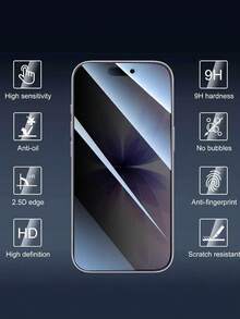 3pcs | Anti-Scratch Anti-Fingerprint Full Screen Coverage | 9H Tempered Glass | Full Screen Edge Coverage | Privacy Screen Protector | Phone Protection Accessory | Compatible With IPhone 17, Pro Max, 17, 16, 15, 14, 13, 12, 11, Pro Max, XR, XS, Max Plus | Suitable For Daily Office And Privacy Protection; Practical Gift For Birthdays And Holidays. - Black - View 4