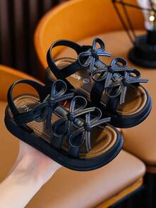 Girls' Spring/Summer New Fashion Sweet Bow Soft Sole Princess Style Beach Sandals - Black - View 6