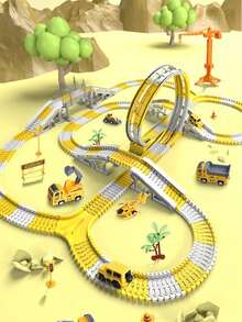 Bestselling Children's DIY Building Block Track Assembly Toy, Electric Track Engineering Vehicle Set Assembly Toy, Electric Track Racing Car Toy, Children's Educational Track Car Small Train, Connectable Track Design, Perfect For Christmas, Easter, Halloween, New Year And Birthday Gifts. Batteries Not Included - Multicolor - View 5