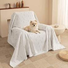 MYSKY HOME Funda para sillón grande para sofá con 1 cojín protector de sofá lavable fundas para silla y sofá fundas para sofá fundas para sofá fundas para sofá cama para mascotas niños 180x231 - 9 líneas blancas - Ver 9