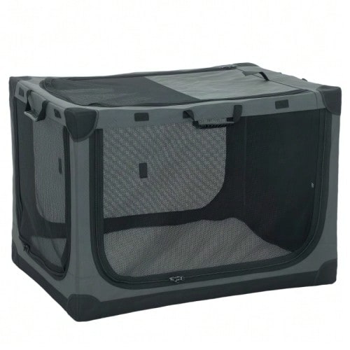 Foldable Dog Transport Cage, With Removable And Washable Cushion, Oxford Fabric Lining, For Dogs Up To 30 Kg, Grey. - View 1