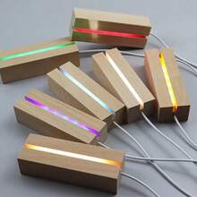 1pc/6 Inch Wooden Rectangular LED Light Display Base, USB Powered, Warm/White/Colorful Light, Lighting Base, Night Light, Suitable For Photos, Crystal Glass Resin Art Night Light Decor, Room Living Room Kitchen Accessories Creative Gift, Mother's Day, Valentine's Day Gift Decor - Rectangle - View 8