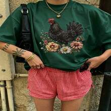 Heartfelt Daily Casual Graphic T-Shirt 100% Cotton Oversized Soft Breathable Casual Crewneck Short Sleeve Top Vintage Aesthetic Cute Retro Vibe For Casual Wearers Fashion Lovers Daily Outfit Enthusiasts Gift Givers - 綠色 - 查看 18