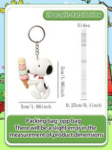2pcs Summer Dessert Snoopy Keychain Set, Bench & Multi-Layer Ice Cream Snoopy Keychains, Multi-Functional Car Key Handbag Decoration, Casual Fashion Accessory & Holiday Surprise Gift - Multicolor - View 3