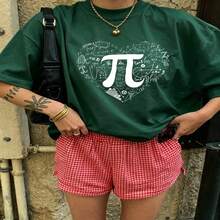 Heartfelt Daily Casual Graphic T-Shirt 100% Cotton Oversized Soft Breathable Casual Crewneck Short Sleeve Top Aesthetic Vintage Cute Minimalist Retro Vibe  Basic Casual Wearers Fashion Lovers Daily Outfit Enthusiasts Gift Givers - 綠色 - 查看 18