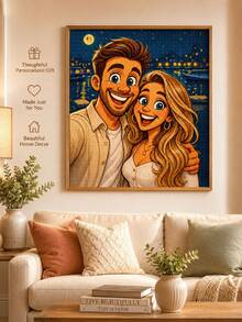 طقم رسم الماس المخصص بالصور، فن الماس 5D المخصص بالكامل، رسم كرتوني شخصي DIY، ديكور جداري هدية للزفاف والذكرى السنوية - متعدد الألوان - مشاهدة 3