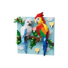 2672Pcs Micro Mini Building Blocks, 3D DIY Animal Mural Set, Parrot, Chameleon & Shark, Creative Desktop Ornament, Home Decor, Birthday & Holiday Gift For Block Lovers - Multicolor - View 6