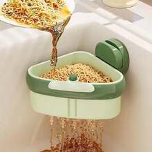Suction Cup Sink Strainer Basket Automatic Dump Sink Trash Collector, For Storing Food Scraps. Triangular Sink Sponge Storage Rack (Color: Green, Orange) - Suction Cup Strainer Basket Suitable For Kitchen And Bathroom Sinks. - View 14