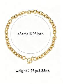 1/3pcs Women's Chunky Oval Chain Necklace With T-Bar Clasp, Minimalist Paperclip Style Collarbone Chain With OT Clasp - OT Buckle Oval Chain - View 9