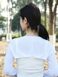 女款冰絲袖套附頸部防護－透氣涼感防曬，肩部與手臂防護，適用於瑜伽、戶外、海灘及泳池派對 - 無前檔寬鬆版 - 查看 6