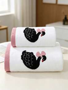 1pc/2pcs White Swan Coral Fleece Bathroom Decor Towel, Soft Absorbent Lint-Free, Unisex Home Use, Beach Wrap, Extra Large Bath Towel, Outdoor Pool Towel, 35*75cm Bath Towel 1pc Or 70*140cm Bath Towel 1pc - White - View 13