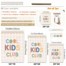 1件裝 帆布裝飾畫 兒童房牆面裝飾 波希米亞風「Cool Kids Club」裝框畫與「Play Every Day」兒童藝術畫 中性風格 即可掛裝 適合幼兒臥室、遊戲室、托兒所、嬰兒洗禮禮物、兒童禮物、趣味友誼主題 現代俏皮兒童房裝飾 - 彩色 - 查看 4