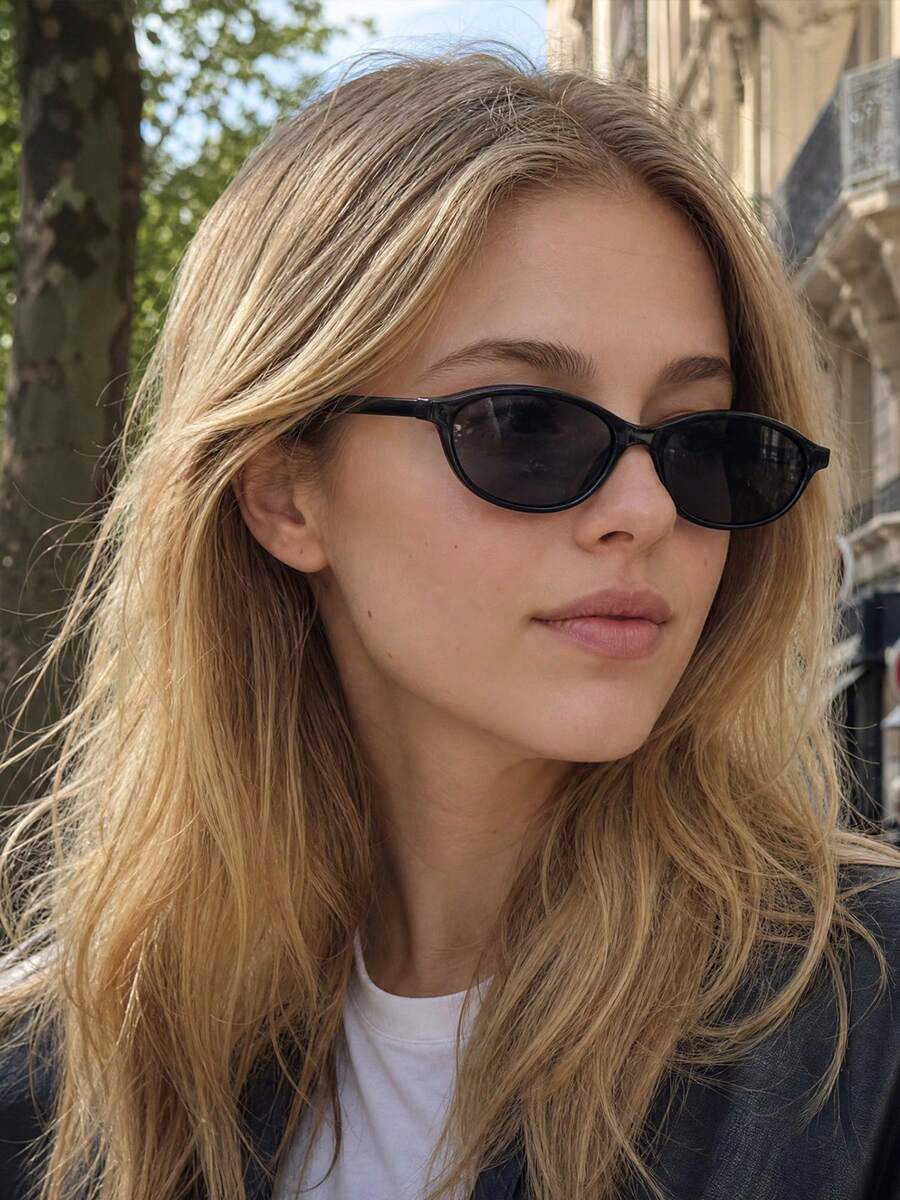 1 Pair European & American Vintage Oval Fashion Glasses, American Full Frame Fashion Versatile Fashion Glasses